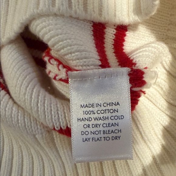 Cream and Red Striped Cardigan Sweater - Picture 3 of 3